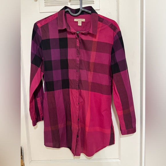 Burberry Tops - Burberry Brit Burgundy and Black Plaid Shirt